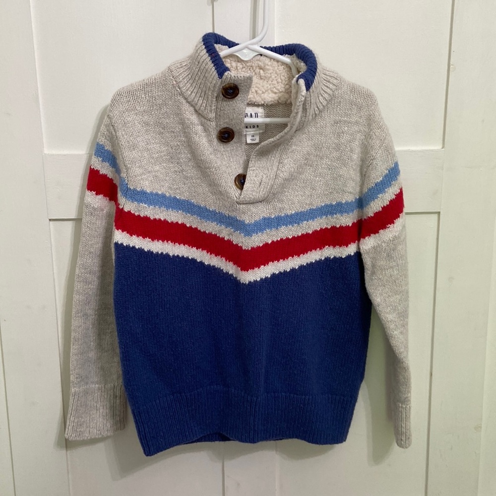 GAP Kids Striped Henley Style Sweater Holiday Boys Size XS